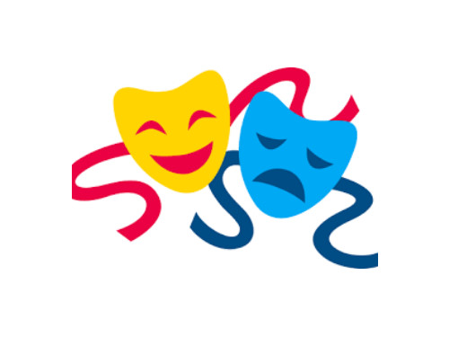 Teatermasker i blå og gul